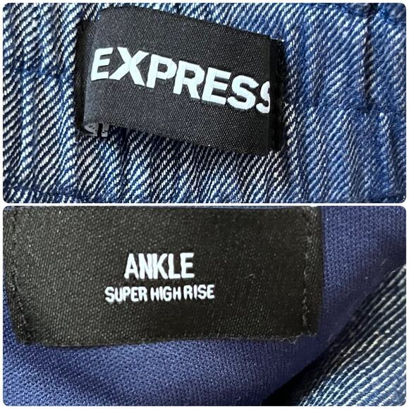 Express Chambray Linen Blend Super High Rise Ankle Tapered Pant Size Large - Picture 11 of 12